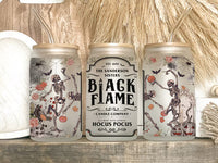 16oz Glass Can Black Flame