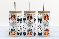16oz Glass Can Tumbler Bows & Pumpkins
