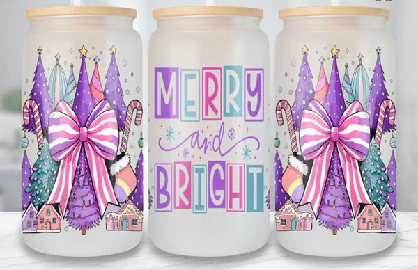 16oz Merry & Bright Glass Can