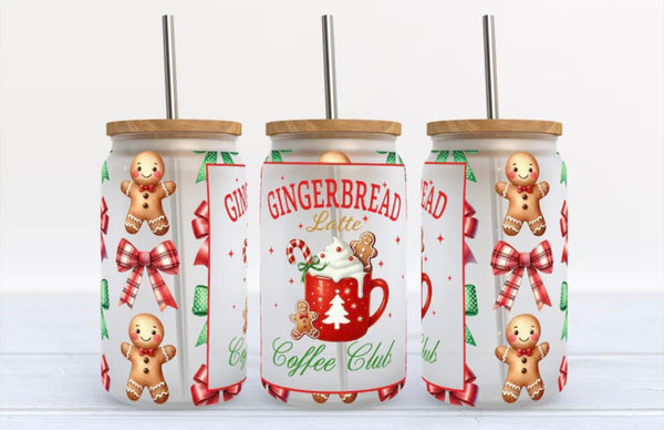 16oz Gingerbread Coffee Club Glass Can